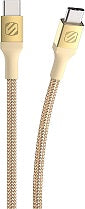 SCOSCHE CCB4GD-SP Strikeline Premium USB-C to USB-C Sync Braided Charging Cable, 4 feet, Gold